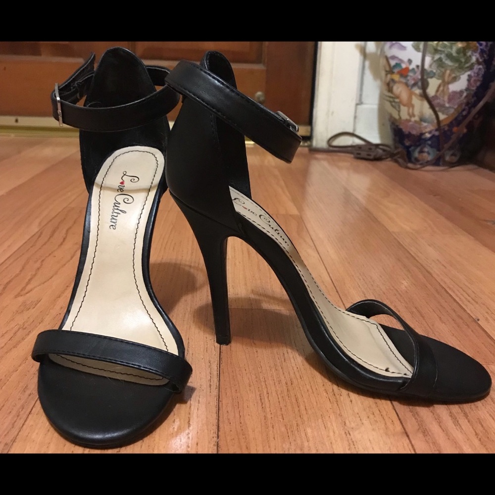 Black Ankle Strap High Heels LOVE CULTURE